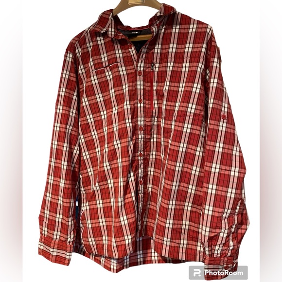 The North Face Button Down Outdoors Hiking Shirt. Men’s Large. Red‎ Plaid. - Picture 1 of 10